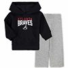 Sports Fan Shop * | Outerstuff Infant Boys And Girls Navy, Heather Gray Atlanta Braves Fan Flare Fleece Hoodie And Pants Set Navy, Heathered Gray