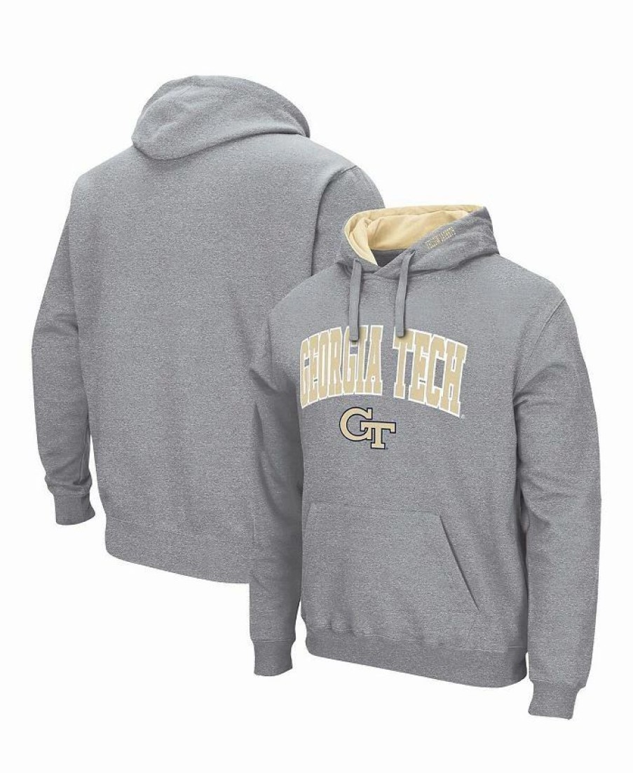 Sports Fan Shop * | Men'S Ga Tech Yellow Jackets Arch Logo 3.0 Pullover Hoodie Heathered Gray