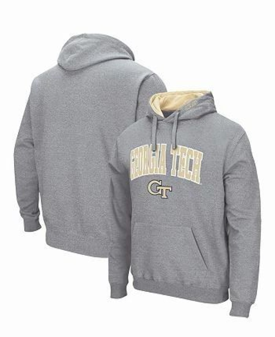 Sports Fan Shop * | Men'S Ga Tech Yellow Jackets Arch Logo 3.0 Pullover Hoodie Heathered Gray