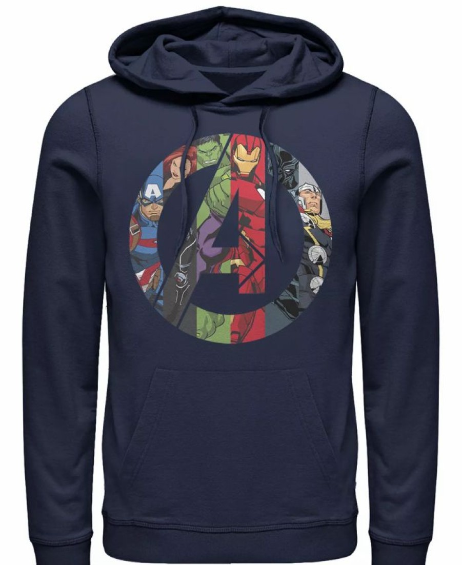 Hoodies & Sweatshirts * | Men'S Marvel Avengers Heroes Icon Fleece Pullover Hoodie Navy